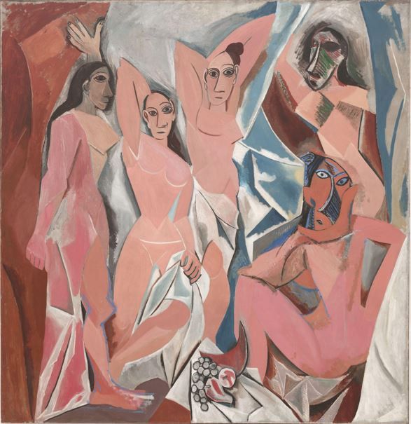 3. Beispiel moderner Kunst: Pablo Picasso, Les Demoiselles d'Avignon, 1907, Öl auf Leinwand, Museum of Modern Art, New York.